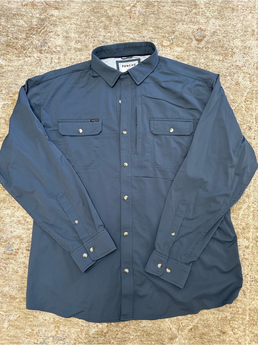Poncho Men’s Navy/grey Long-Sleeve Utility Shirt